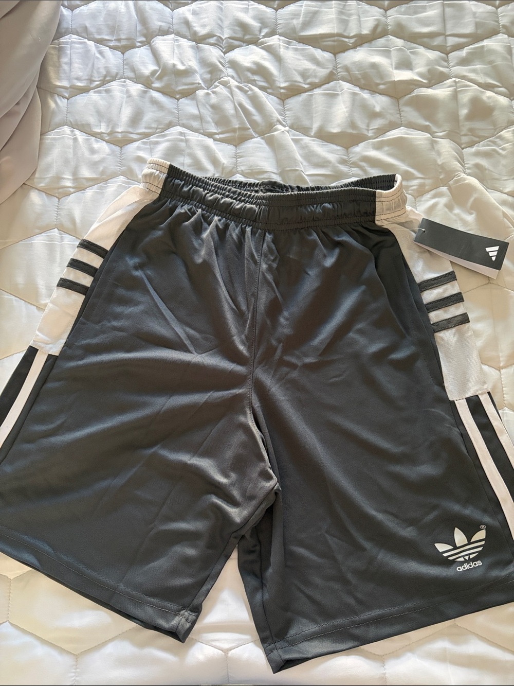 adidas Men’s Gray Athletic Shorts with White Panels